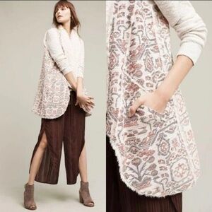 Anthropologie Hei Hei Jacquard Sherpa Lined Sweater Vest No Size Tag Measures XL
